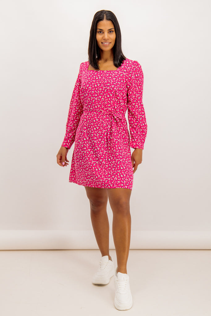 Emily & Me Pink Floral Laurie Square Neck Dress