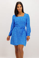 Emily & Me Blue Laurie Square Neck Mini Dress