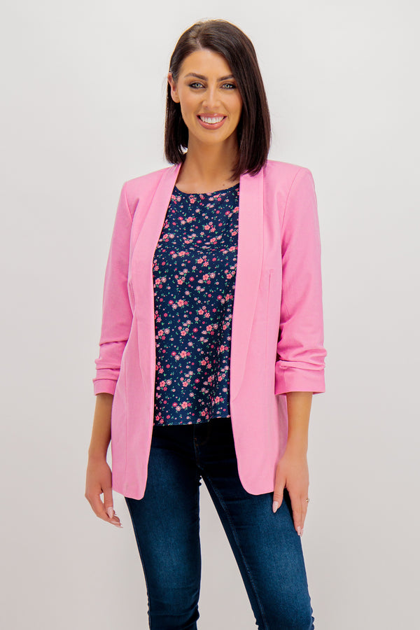 Pink Boss Ruched Sleeve Blazer