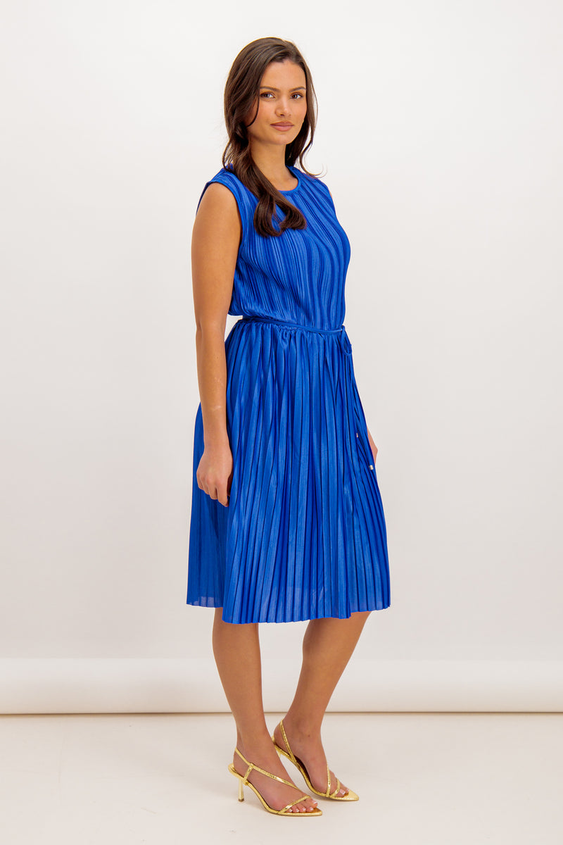 Elema Blue Plisse Dress