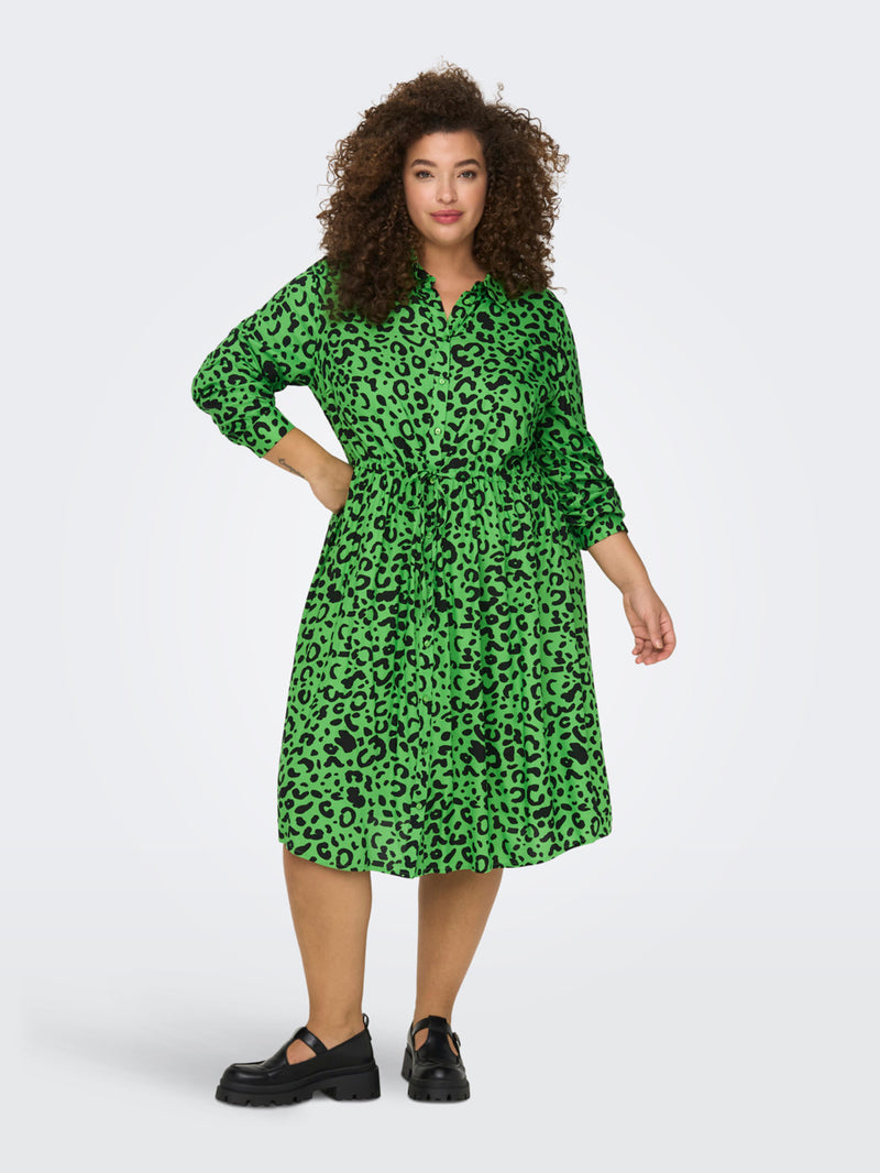 Nadina Green Leopard Print Shirt Dress